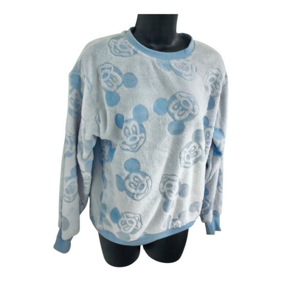 Disney’s Mickey Mouse printed blue long sleeve velour sweatshirt top size small‎ - Picture 1 of 8